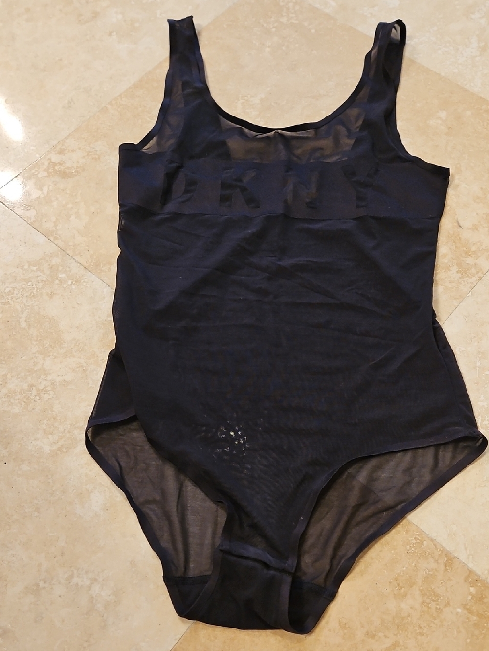 DKNY Black Sheer Mesh Bodysuit Shapewear